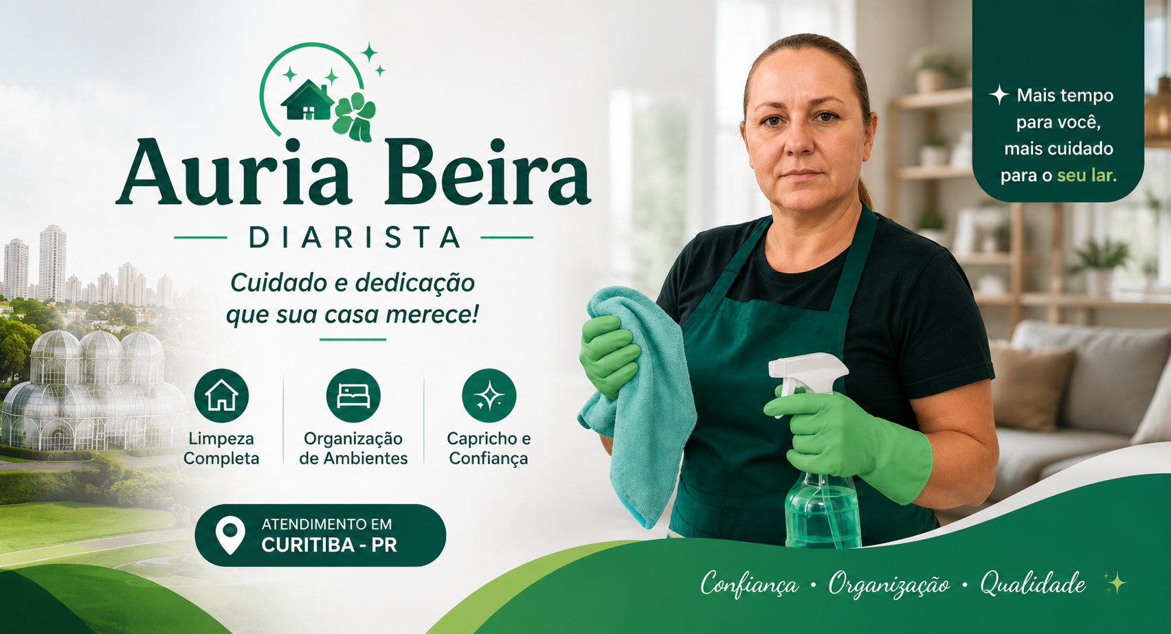 Diarista em Curitiba — Faxina e Organização com Auria Prestes Beira